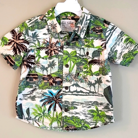 Old Navy Hawaiian print cotton button down shirt - Picture 1 of 4